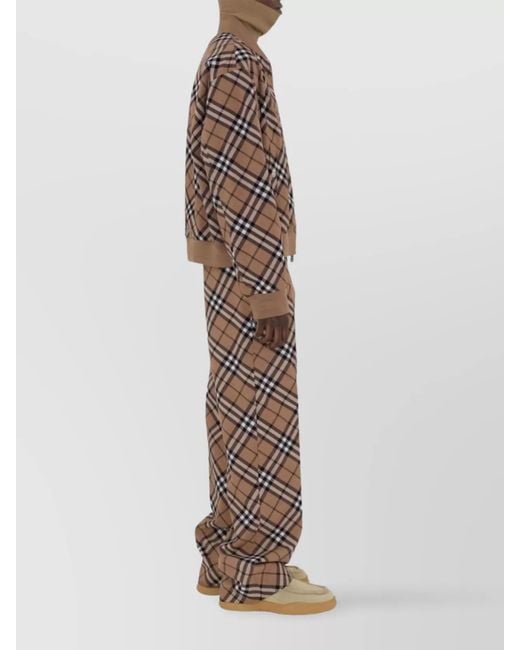 Burberry Brown Check Print Wool Blend Harrington Jacket for men