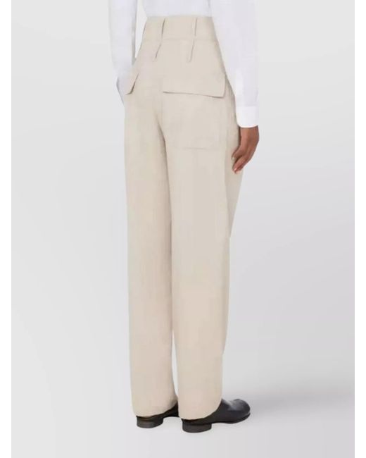 Moschino White High-Waisted Trousers With Decorative Buttons