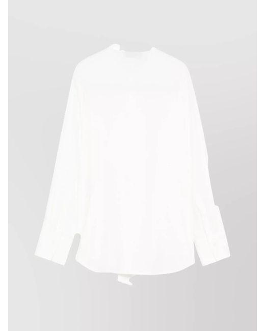 Alberto Biani White Silk Ruffled Long-Sleeve Shirt