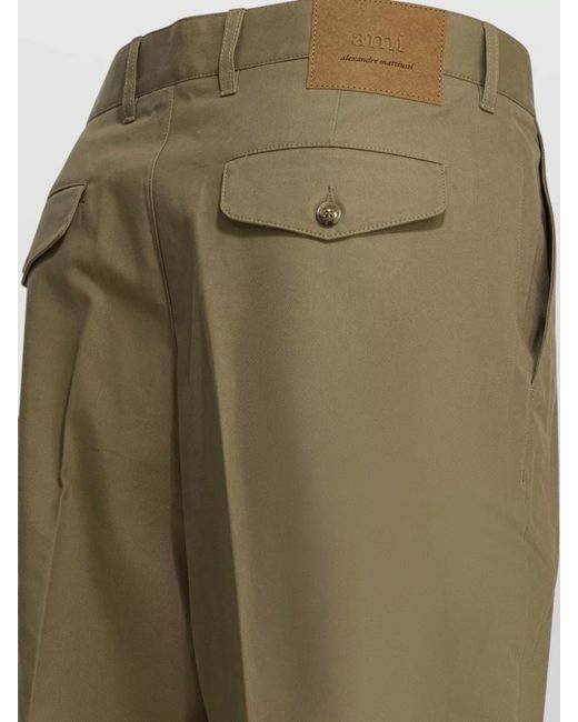 AMI Green Straight-Leg Cropped Trousers for men