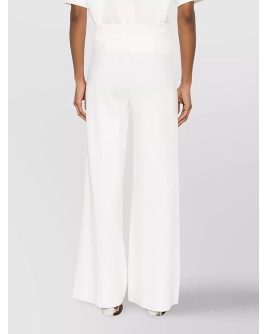 P.A.R.O.S.H. White High Waist Wide Leg Flared Trousers