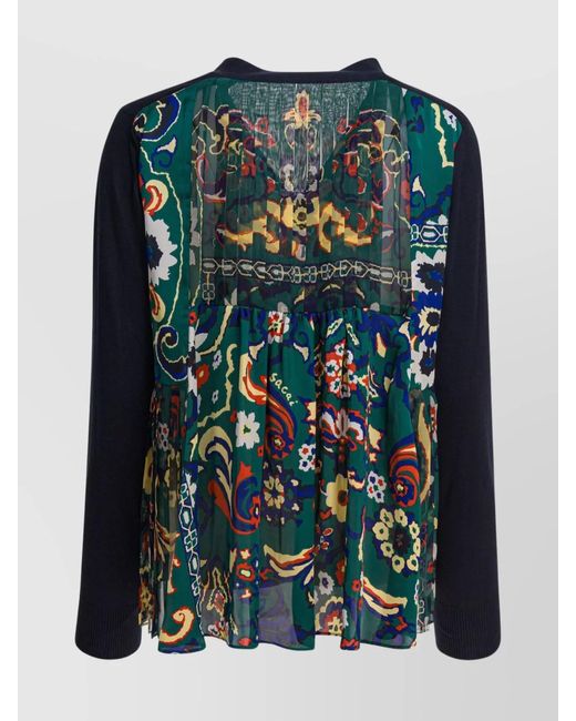 Sacai Blue Floral Print Cardigan