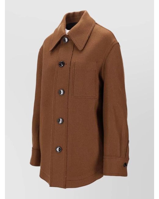 AMI Brown Virgin Wool Single-Breasted Fitted Jacket