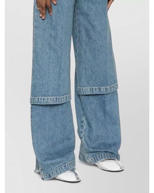 The Attico Blue Straight Leg Pants Belt Loops Five Pocket