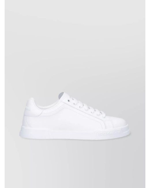 Dolce & Gabbana White Leather Portofino Low-Top Sneakers for men