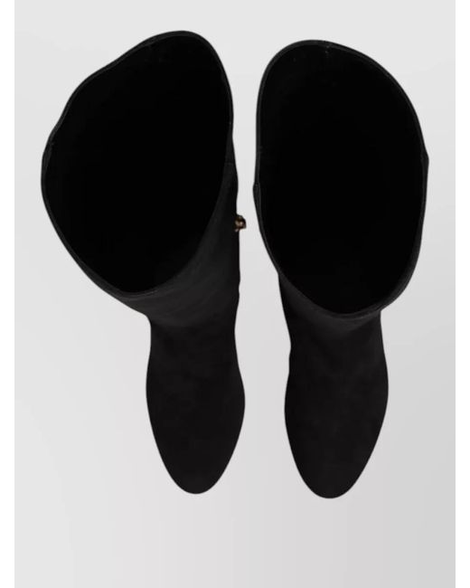 Dolce & Gabbana Black Suede Knee High Boots Almond Toe
