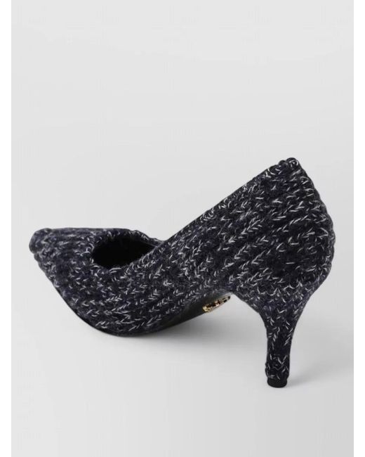 Prada Black Pumps Pointed Toe Textured Fabric Design