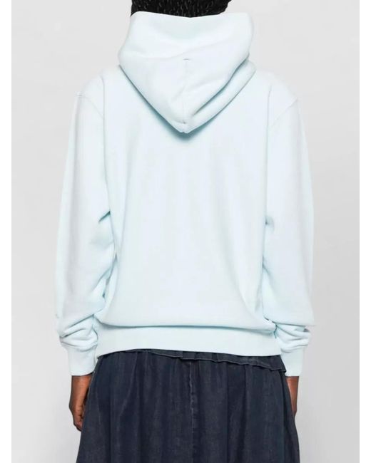 KENZO Blue Hooded Sweatshirt Front Pouch Pocket Ribbed Cuffs