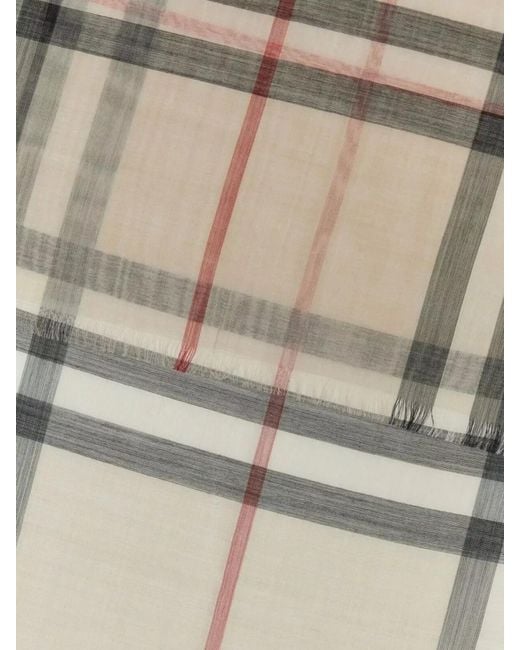 Burberry Natural Wool Silk Check Scarf