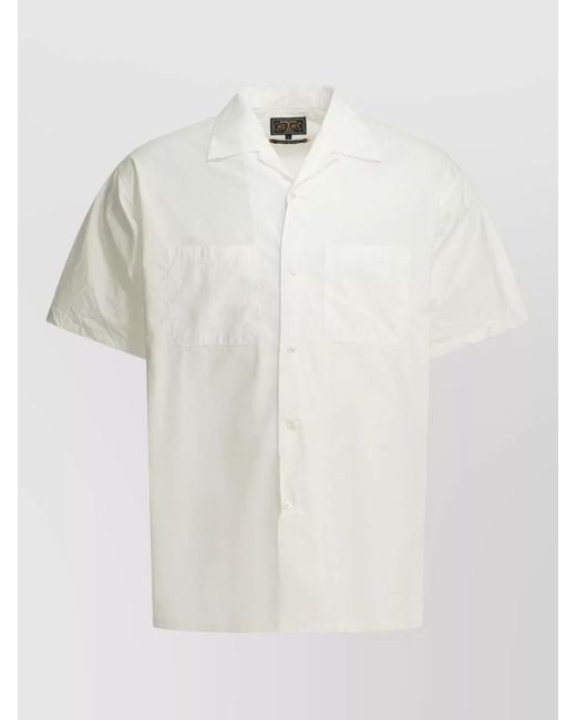 Beams Plus White Cotton Casual T-Shirt for men