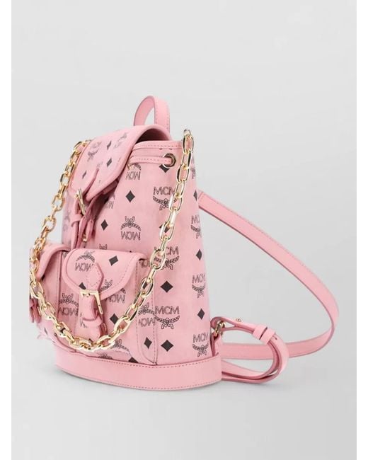 MCM Pink Top Handle Backpack Adjustable Straps Hardware