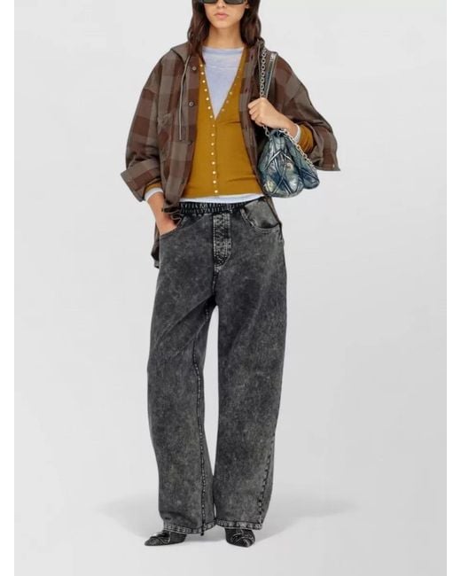 DIESEL Gray Wide Leg Denim Trousers Low Crotch
