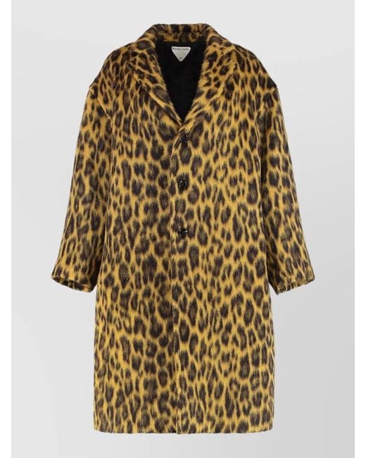 Bottega Veneta Multicolor Leopard Pattern Alpaca Wool Long Coat