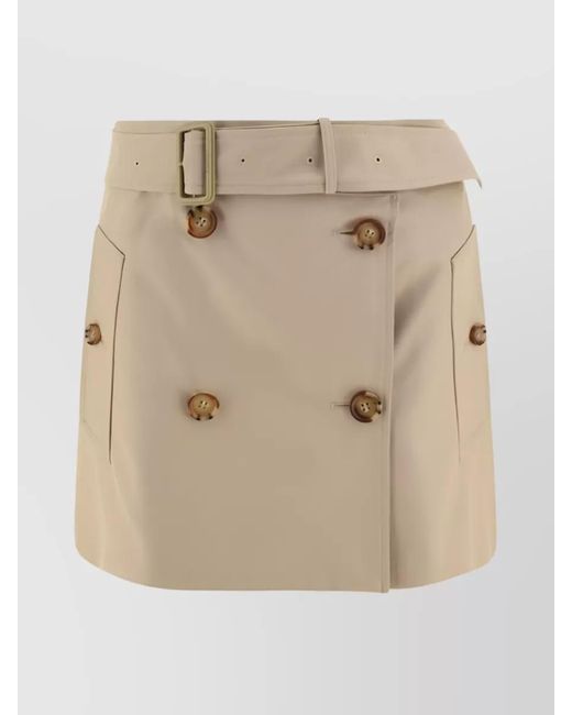 Burberry Natural Gabardine Trench A-Line Cotton Skirt