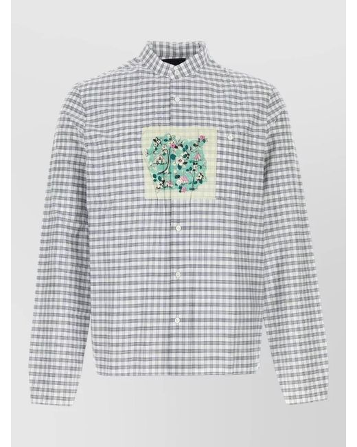 Prada Gray Embroidered Cotton Shirt for men