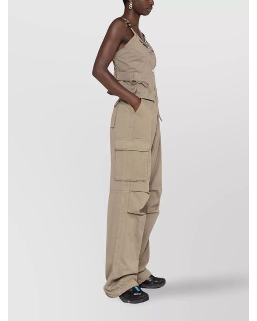 Coperni Natural Cotton High-Rise Wide-Leg Cargo Trousers
