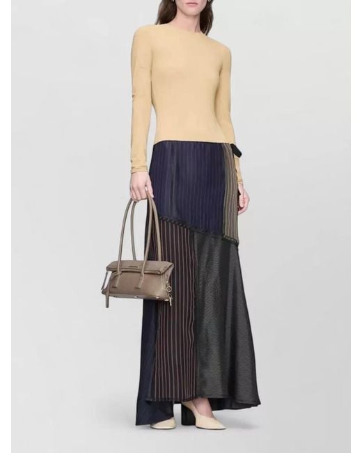 Maison Margiela Blue High Waist Patchwork Striped Midi Skirt