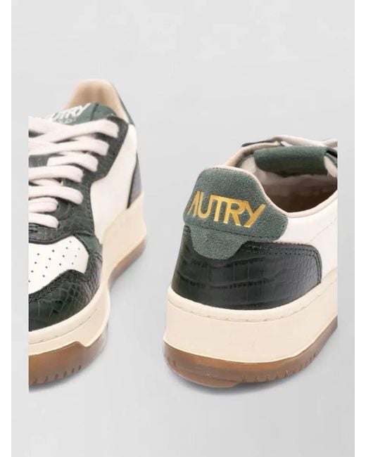 Autry Metallic Leather Low-Top Lace-Up Sneakers