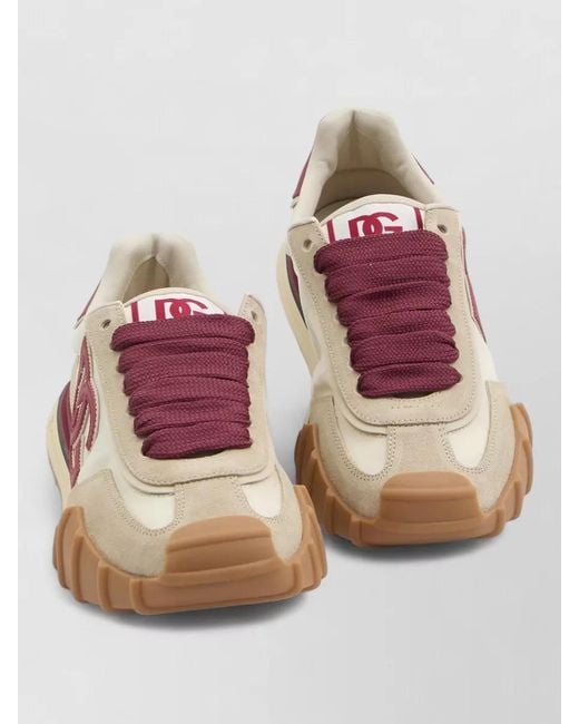 Dolce & Gabbana Pink Calf Leather Low-Top Sneakers for men