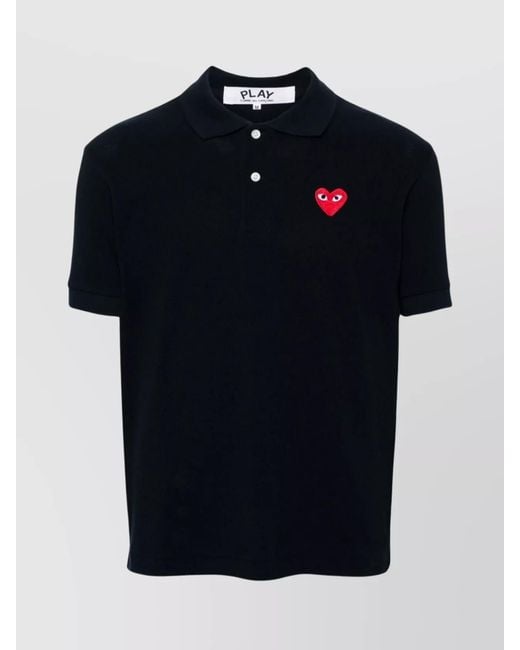 Comme des Garçons Blue Cotton Logo Polo Shirt for men