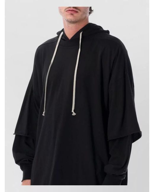 Rick Owens Black Tommy Hustler Logo Hoodie Kangaroo Pocket for men