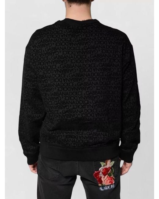Dolce & Gabbana Black Cotton Logo-Print Crew-Neck Sweatshirt for men