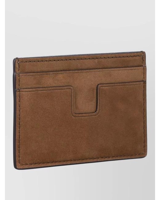 Tom Ford Brown Leather Card Holder for men