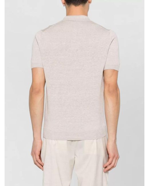 Tagliatore Pink Linen Cotton Polo Shirt Short Sleeves for men