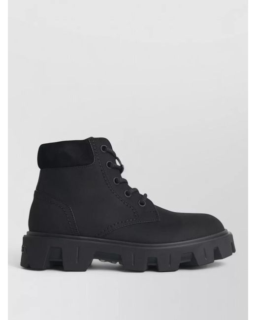 Moncler Black Leather Ankle Boots for men