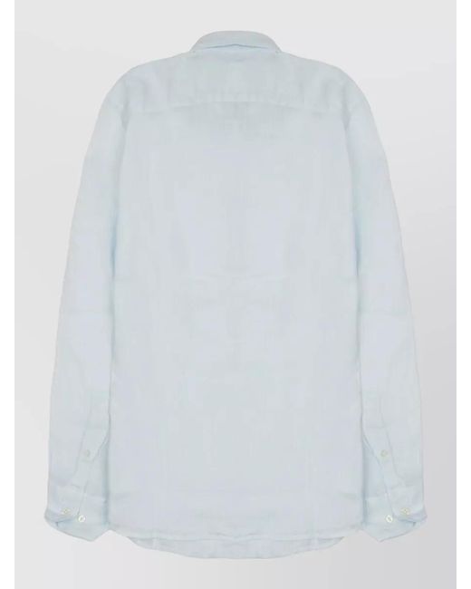 120% Lino Blue Linen Shirt Long Sleeves Slim Fit for men