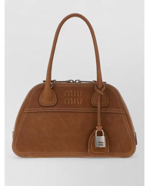 Miu Miu Brown Vivant Leather Tote Bag Adjustable Strap