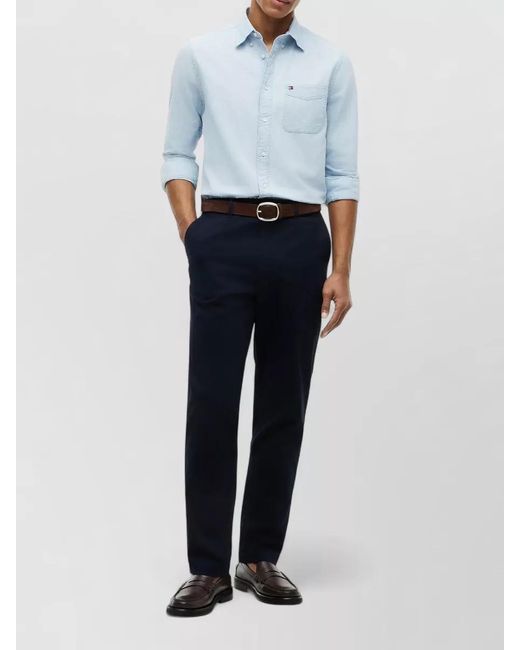 Tommy Hilfiger Blue Chambray Shirt Button Collar Pocket for men