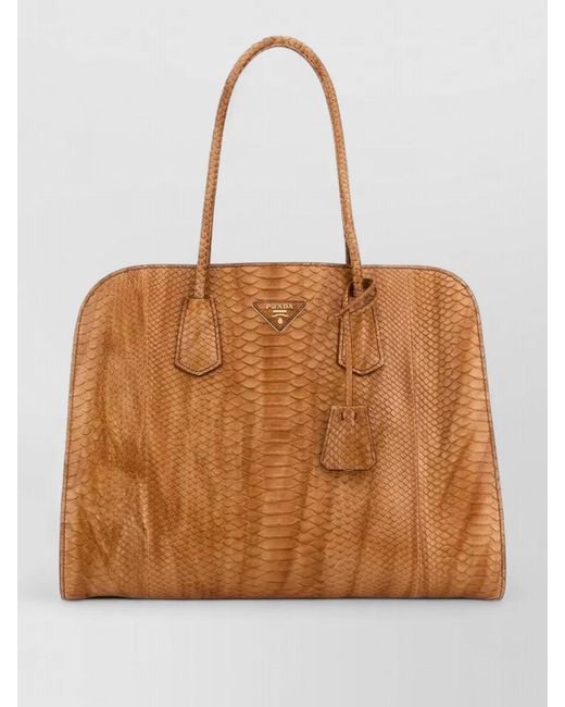 Prada Brown Na Python Leather Shoulder Bag