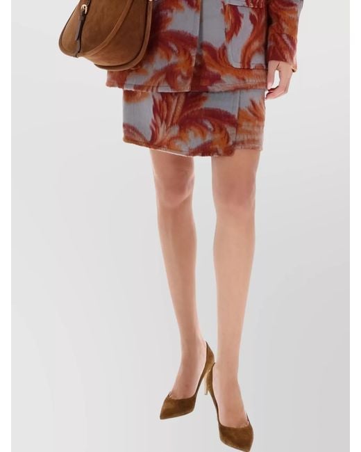 Etro Red Wool Wrap Skirt