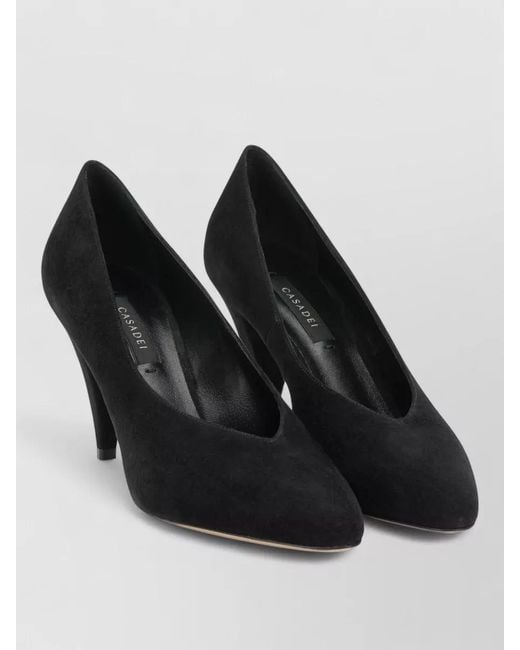Casadei Black Pointed Toe Suede Pumps Slim Heel