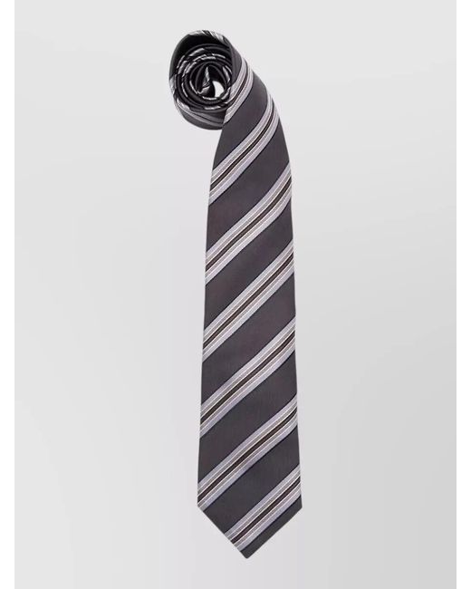 Brunello Cucinelli White Striped Silk Tie for men