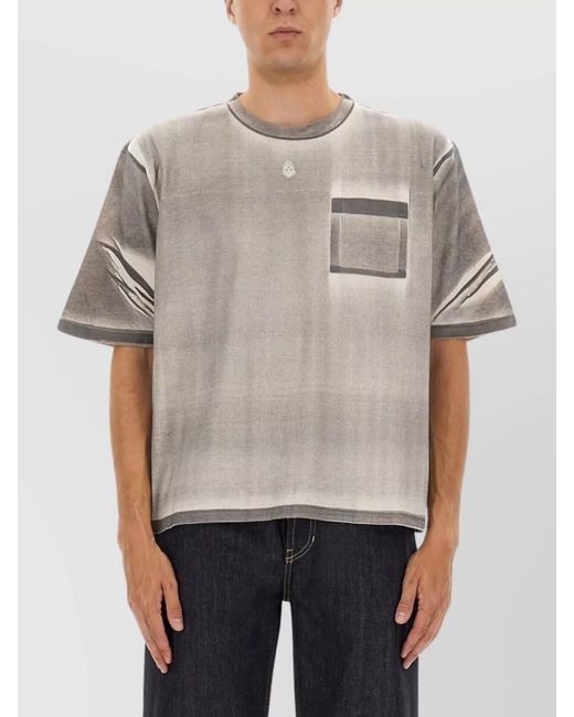 McQueen Gray Cropped Cotton T-Shirt for men