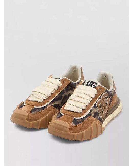 Dolce & Gabbana Natural Leopard-Print Low-Top Sneakers