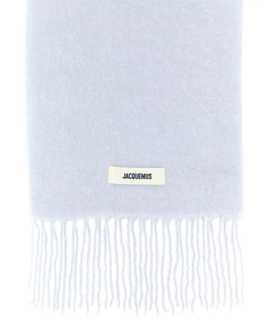 Jacquemus White Fringed Wool Mohair Scarf for men