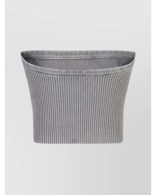 DIESEL Gray Ribbed Strapless Crop Top