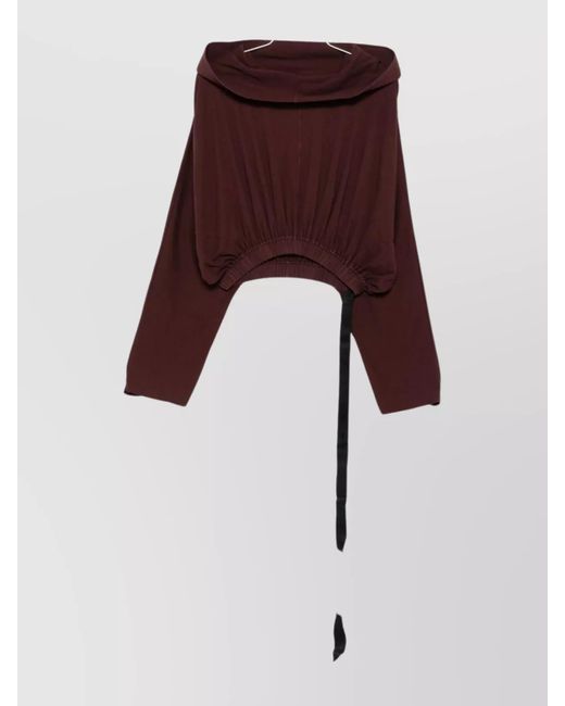 Rick Owens Purple Hooded Cropped Tunic Drawstring Detail