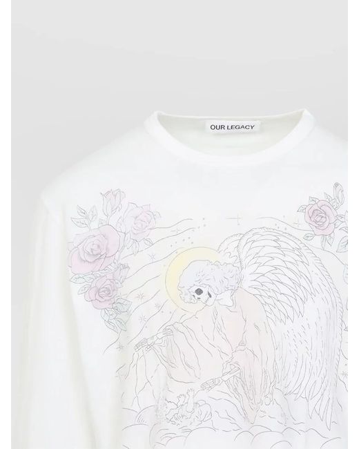 Our Legacy White Cruise Jersey Long Sleeve Graphic T Shirt for men