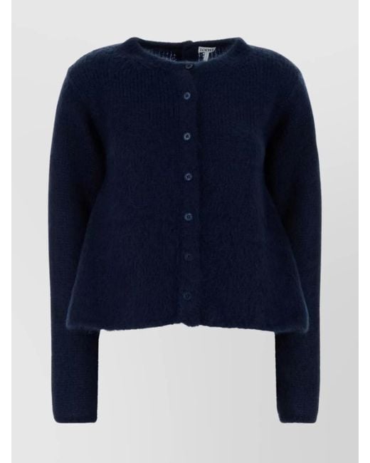 Loewe Blue Stretch Mohair Blend Cardigan With Long Sleeves