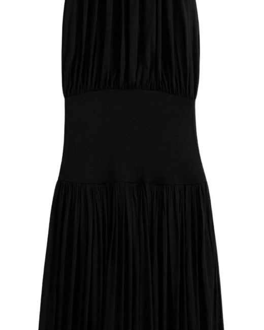 Totême Black Halter Neck Pleated Dress Elasticated Waist