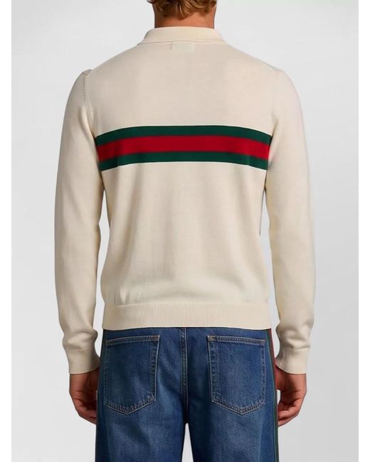Gucci Multicolor Cashmere Regular-Fit Long-Sleeve Polo Shirt for men