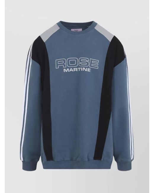 Martine Rose Blue Color Block Crew Neck Long Sleeve Sweatshirt for men