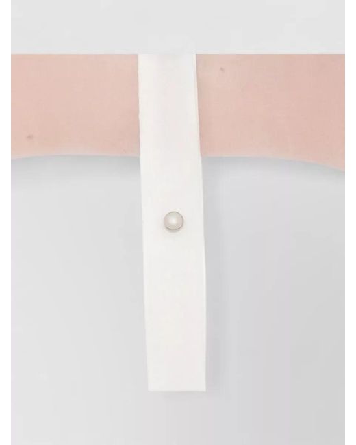 Panicale White Silk Shirt Contrast Collar Sheer Crewneck