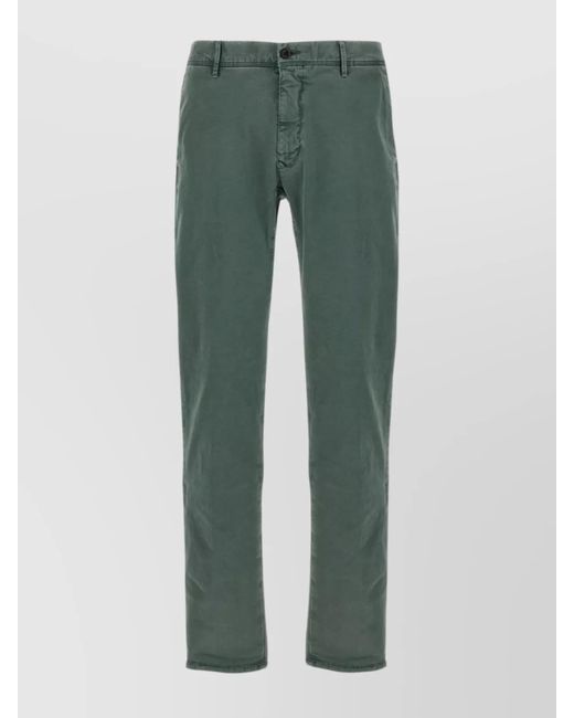 Incotex Green Cotton Trousers With Pockets And Loops for men