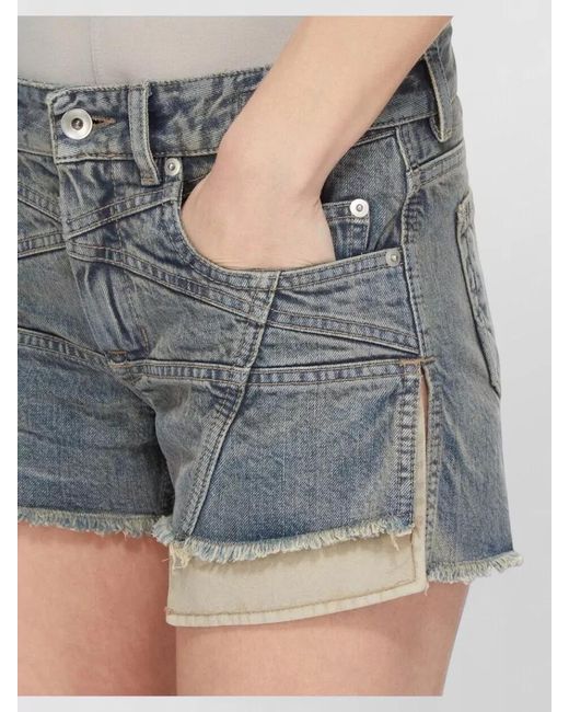Rick Owens Gray Denim Cutoff Shorts