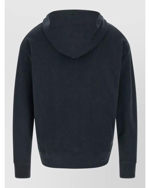 Moncler Blue Hooded Sweatshirt Logo Detail Drawstring for men